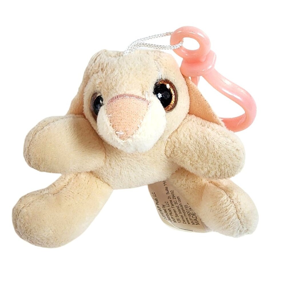 MVP Plush LLC Mini Bunny Rabbit Plush Stuffed Animal Backpack Clip Glitter Eyes